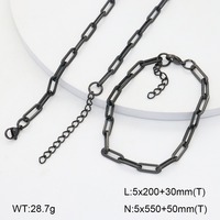 Conjunto de Collar y Pulsera de Cadena de Eslabones Tipo Clip de Papel, Acero Inoxidable con Baño de Oro de 18k Resistente al Deslustre, Cadena Cubana para Hombre
