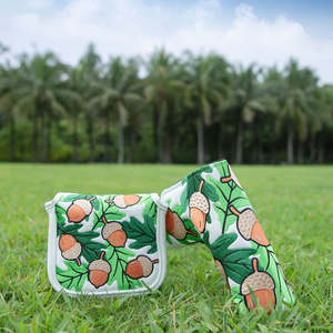 Latest Design Golf Club Head Covers Mallet <b>Headcovers</b> Magnetic Pu Leather Embroidery Pinecone Golf Mallet <b>Putter</b> Cover - Product Image 4