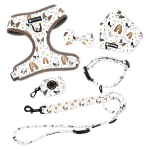 MOQ rendah disesuaikan tali anjing Logo kustom Harness anjing pola pribadi pita anjing dasi anjing hewan peliharaan lainnya kerah pengekang - Product Image 3