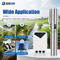 Pompe submersible solaire DC SEALCON pour puits profond, en acier inoxydable, avec contrôleur MPPT externe pour l'irrigation