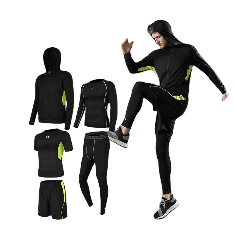 Factory Supply Cheap Price Fitness Clothing Men Fitness & Yoga Wear 5pcs Workout CLothes Set