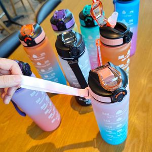 Cross Border Space Cup Duckbill Straw Plastic Gradient Travel Mug 1000ml Fitness Sports Frosted 13 Colors - Product Image 2