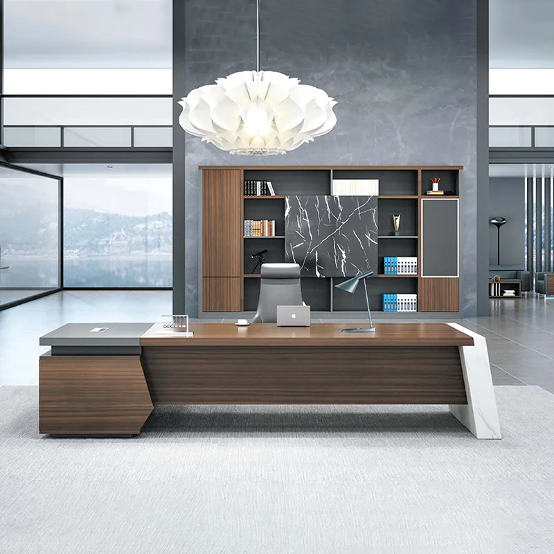 Ensemble de meubles de bureau haut de gamme, nouveau design, tables modernes, bureau de patron en forme de L
