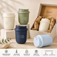 Cangkir Kopi Mini Lucu Biru Muda 10oz untuk Anak Perempuan, Botol Air Vakum 304 dengan Tutup Anti Bocor, Cangkir Bergaya Jamur Warna-warni Portabel