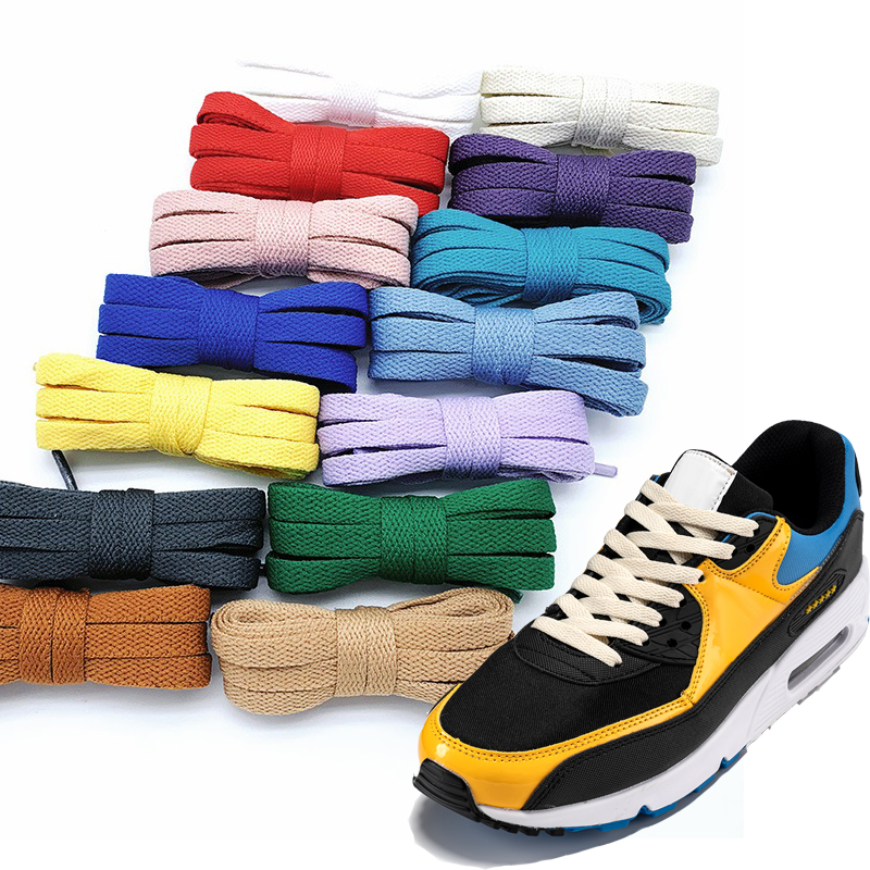 Factory Wholesale 8mm flat shoelaces Sneaker shoe laces colorful Decorative Shoelaces Popular Basic Shoestring