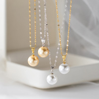 Collier tendance en argent sterling 925 plaqué or 18 carats avec perles d'eau douce naturelles
