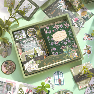 Simno Green Nature Kit de démarrage de scrapbooking floral esthétique avec ensemble de papeterie pour cahier A6 pour l'artisanat d'art de collage - Product Image 1