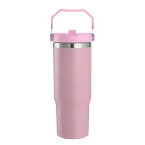 Gobelet de voyage isotherme en acier inoxydable avec poignée, couvercle, paille et base antidérapante, 20oz 30oz - Product Image 3