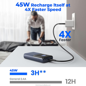 2025 BHD hızlı şarj PD45W güç banka 20000mAh büyük dijital ekran Powerbank ile telefon tutucu el feneri - Product Image 4