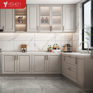 Thiết kế phổ biến màu xám trắng thiêu kết đá Modular tủ bếp với phong cách Châu Âu vòi nước backsplash đảo thiết lập - Product Image 5