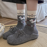 Chaussettes mi-mollet tricotées unisexe automne-hiver, style Fair Isle vintage, contrastées, chaudes et amples, en tissu respirant et absorbant la transpiration