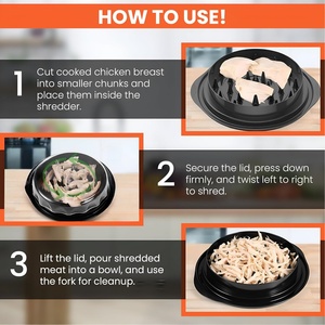 Nouvel Outil Amélioré pour Viande et Volaille, Déchiqueteur de Poulet, Gadgets de Cuisine, Outil Manuel Rond pour Déchiqueter la Viande de Poulet avec Couvercle Transparent - Product Image 4
