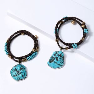 Pendentifs en pierre en gros pour hommes/femmes, colliers avec pendentifs en turquoise tibétaine, bijoux en pierres précieuses naturelles brutes turques tissées à la main - Product Image 1