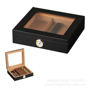 Humidor de Cigarros de Madera Cuadrado con Tapa Abatible, Higrómetro, Almacenamiento de Escritorio, Madera Sólida Marrón Hecha a Mano - Product Image 5