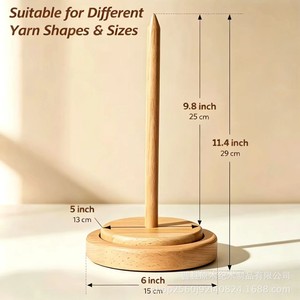 Soporte giratorio de madera para bobinas de hilo, herramienta de almacenamiento de escritorio para tejer y hacer ganchillo - Product Image 4