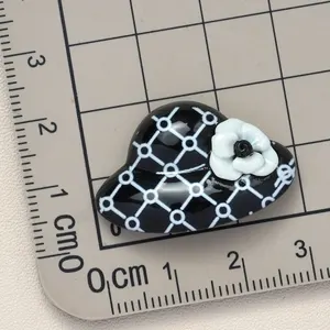 New Style Black Camellias Girl Resin Charms Accessories For Cell Phone Chain Pendant Handmade Hair Clips DIY Party Decoration