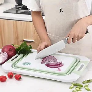 Multifunction 3 in 1 Foldable Basin Portable Cut bord Collapsible Cutting Board With Drain stecker Veggies Fruits Basin