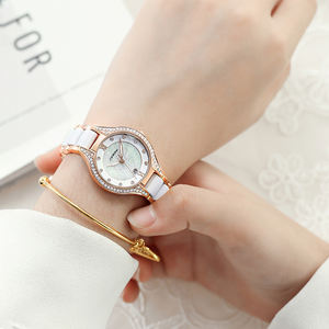 Sinobi <span class=keywords><strong>2023</strong></span> femme montres Moissanite diamants mode blanc céramique femmes pour femmes avec calendrier montres à Quartz - Product Image 2