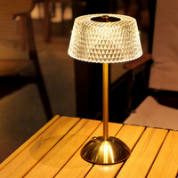 Lampe de table moderne rechargeable en cristal, sans fil, à intensité variable, pour ambiance de restaurant, style nordique, veilleuses de bar, commande tactile pour bar et restaurant