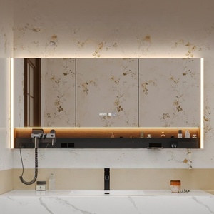 Mid ancient style rock slab ceramic seamless basin intelligent lighting mirror <b>wall</b> <b>mounted</b> bathroom <b>cabinet</b> - Product Image 3