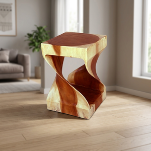 Decorative Home Furniture Suar Wooden Stool Tower Twist Design Small Size <b>Rustic</b> Minimalist Classic Style From Indonesia - Product Image 3
