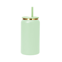 Bouteille d'eau personnalisée de 16 oz gravée au laser, plaquée or ionique, avec bord doré, tasse avec paille, gobelet de voyage plaqué cuivre