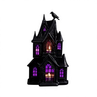 Décoration de maison en céramique d'Halloween en gros avec bougie ou lumière LED, maison hantée en céramique, décoration de table d'Halloween
