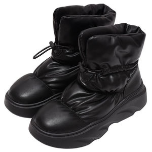 Botas de nieve suaves con cordón hinchado de invierno con soporte de arco PU tacones gruesos superiores y suela de plataforma de 6CM - Product Image 3