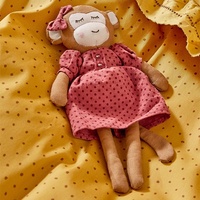 Poupée singe douce en lin et coton 100% écologique, jouets en peluche singe avec robe