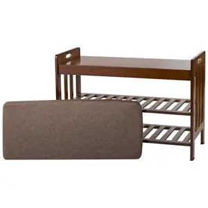 Modern Sapato De Madeira Racks para Casa Banco De Sapato De Bambu com Almofada Do Assento