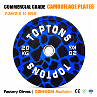 Plaque de poids en caoutchouc massif à motif ondulé TOPTONS, avec insert en acier inoxydable pour l'haltérophilie, vente en gros