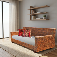 OKADA JAPAN Natürliches Wasserhyazinthen-Rattan-Möbelstück, Sektionalsofa-Bank für Wohnzimmer, Holzmöbel für den Heimgebrauch