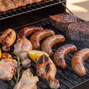 Parrilla de carbón doble offset moderna con recubrimiento en polvo para uso comercial, ideal para asar carne en el patio trasero. - Product Image 4