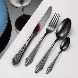 Ensemble de couverts de luxe écologiques en acier inoxydable 304, couteau à steak, fourchette, cuillère, argent/or, pour mariage et fête - Product Image 4