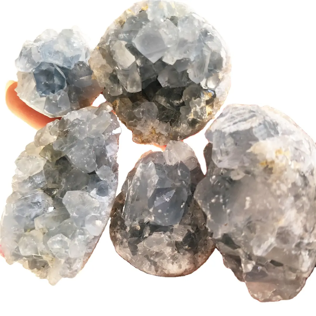 Toptan doğal mineraller kaba kaya Celestite taş örnekleri açık mavi Lazuli kümeleri meditasyon çakra dekorasyon taşları