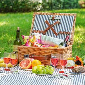 JY Small Cheap Rectangle Wooden Lid Handmade Flower Style Custom <strong>Hamper</strong> Mini <strong>Set</strong> 4 Person Wicker Picnic Basket Wine Rack - Product Image 4