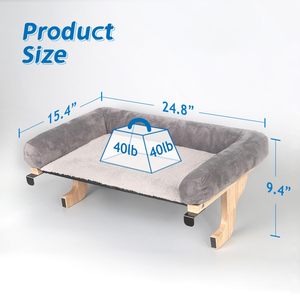 Orthopedic <b>Cat</b> Perch for Window Sill - Premium Hardwood & Metal Frame <b>Cat</b> Hammock for <b>Large</b> <b>Cats</b> & Kittens - Natural Wood/ - Product Image 5