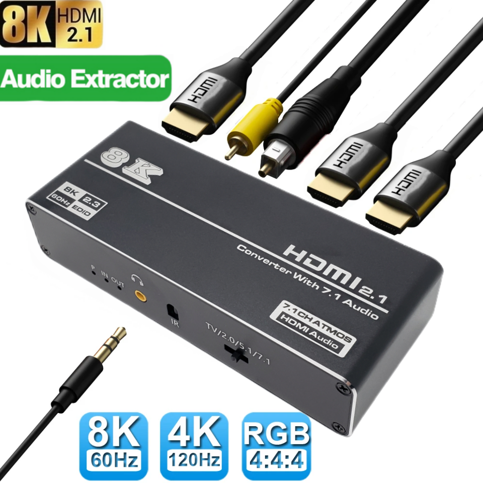 8K 60Hz HDMI2.1オーディオエクストラクター7.1CH5.1CH2CHステレオ