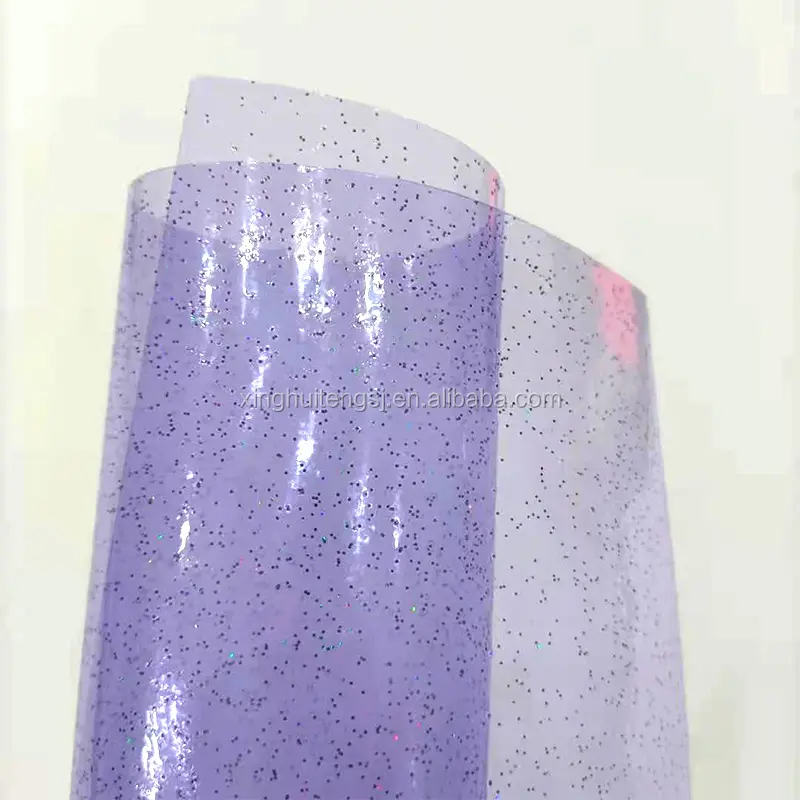 0.3mmGlitter Shiny Colored Transparent PVC SoftClear translucentfaux leather Roll for Making FashionBag/Shoe/Decoration/make up