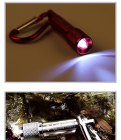 Mini lampe torche LED de poche pour les aventures en plein air, avec mousqueton pour l'escalade et le camping, produit promotionnel pour les passionnés de plein air
