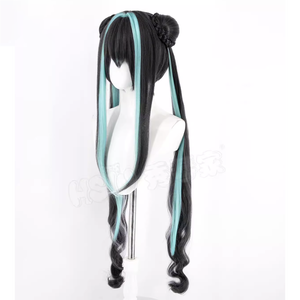 Parrucca Lunga Nera e Verde per Costume da Sirena Anime per Donna, Festa di Halloween GAHC-031 - Product Image 4