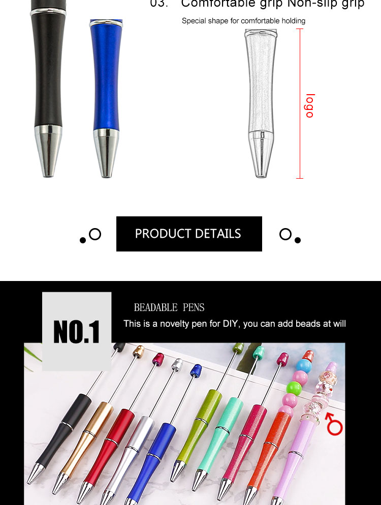 JH USA Market Top Selling DIY Pens Personalized Jewelry Decorative Add a Bead Plastic Beadable Pen