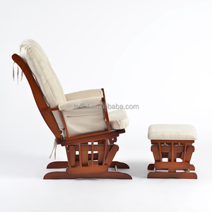 Meubles de nurserie en bois en gros d'usine, chaise berçante pour bébé avec tabouret et ottoman - Product Image 5