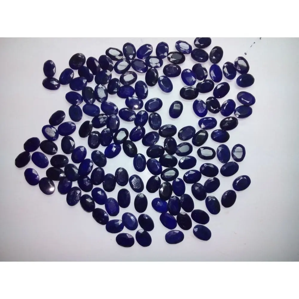 Batu Permata Celup Korundum, Batu Permata Imitasi Biru Alami Oval 10X14 Mm