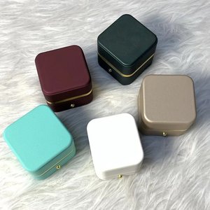 Modern Rectangular <b>Jewelry</b> Box With Magnetic Snap Closure Lined Interior For Storage White And Teal Colors - Product Image 5