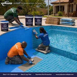 Peinture acrylique polymère universelle flexible K11 imperméable, 5 gallons, couvrant 145 pieds carrés pour <span class=keywords><strong>piscine</strong></span>, salle de bain, sous-sol - Product Image 1