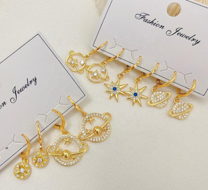 Boucles d'oreilles goutte zircon plaqué or 18 carats à la mode pour femmes cadeau univers mansing star - Product Image 1