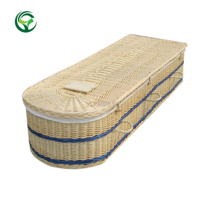 Heze cenaze tedarikçiler Classics tasarım yarım yuvarlak şekil hasır tabut ucuz doğal dokuma Woodland Burials söğüt tabut - Product Image 3