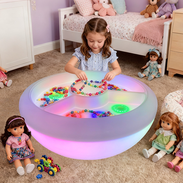 LED Modern Sand Art Kids' Tables Multifunctional Light up Drawing Desk Montessori Educational Toys for Toddlers School Bedroom