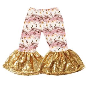 Boutique Baby Girls Bell Bottoms <b>Sequins</b> Ruffles Children <b>Flare</b> Pants - Product Image 6